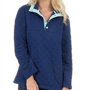 Lauren James Navy Blue Aqua Preptec Pullover, Size Large